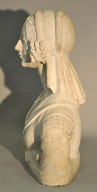 Antique monumental Italian Renaissance Carrara marble statue sculpture bust 1860 8