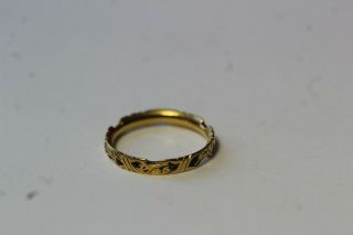 Antique c.  1836 Georgian 20k Yellow Gold & Enamel Ring Names & Dates Size 5.  75 11