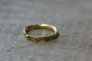 Antique c.  1836 Georgian 20k Yellow Gold & Enamel Ring Names & Dates Size 5.  75 5