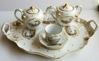 Antique Porcelain Tea Set Cup Saucer Sugar Tea Pot Ludwigsbug Germany