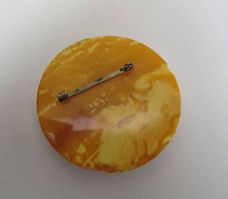 Antique 2 1/4 - Inch Diameter Egg Yolk Baltic Amber Brooch / Pin 24.  7 Grams 8