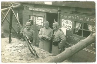 German Soldiers In Dug Out Dated 1914,  Ww1,  Photo Card