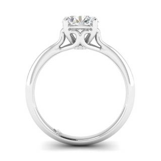 Platinum Vintage Antique - Style Cathedral Round Diamond Engagement Ring - 0.  90 Ct