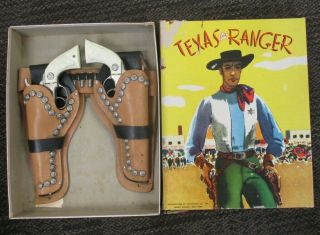 Vtg Leslie Mchenry Texas Star Ranger Cowboy Ranch Keyston Holster Set W/box