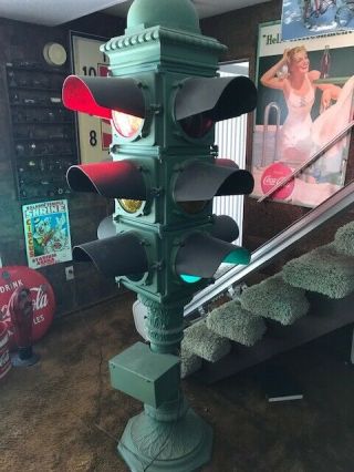 Antique Cast Iron Four Way Traffic Signal From Chicago