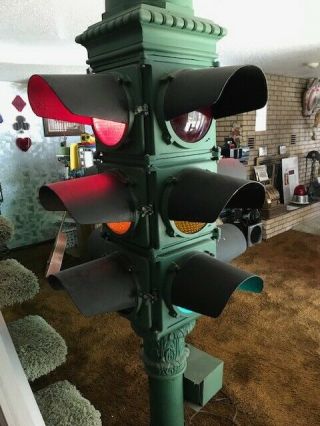 Antique Cast Iron Four Way Traffic Signal from Chicago 5