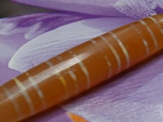 ANCIENT AGATE CARNELIAN ETCHED 12 STRIPE PYU TUBE BEAD 46 by 9.  4 mm 8