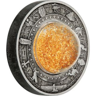 2019 Golden Treasures Of Ancient Egypt 2oz Silver Antiqued Coin