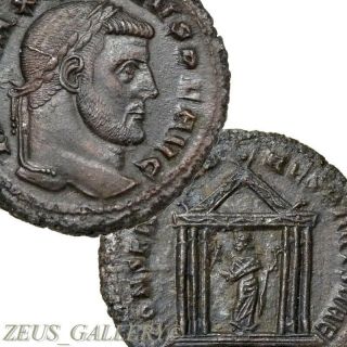 Maxentius Carthage Temple.  Rare Ancient Roman Empire Follis Coin 307 Ad