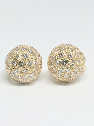 14k Yellow Gold Diamond Dome Earrings 5 Carats