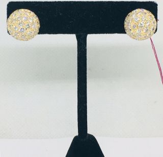 14k Yellow Gold Diamond Dome Earrings 5 Carats 2