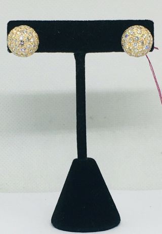 14k Yellow Gold Diamond Dome Earrings 5 Carats 3