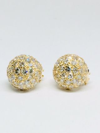 14k Yellow Gold Diamond Dome Earrings 5 Carats 5