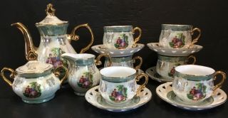 15 - Piece Love Story Courting Couple Iridescent Tea Set (imperial Japan)