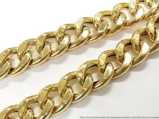 Retro Deco 18k Gold Curb Chain Syn Blue Spinel 1940s Cuban Link Necklace 59.  6gr 5