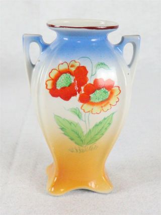 Vintage Ceramic Floral Vase Japan 6 - 1/4 " High