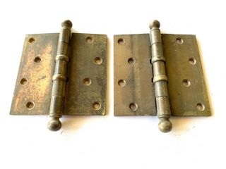 Antique 4 1/2 " Cannon Ball Door Hinges Set Of 2 Dh138