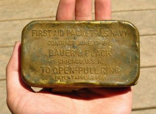 Ww1 Us Army Military Bauer & Black First Aid Fa Medical Packet