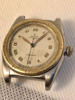 Rolex Oyster Perpetual Bubbleback 3372 18k/ss Vintage Watch