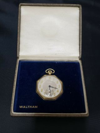 Vintage 12 Size Waltham Pocketwatch 7 Jewel No.  210 Octagon Case - Runs