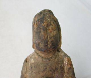 F819: Chinese woman statue of old wood carving ware with serious good atmosphere 2