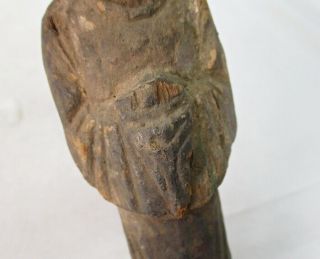 F819: Chinese woman statue of old wood carving ware with serious good atmosphere 3