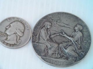 1895 OSCAR ROTY FRENCH SILVER ARGENT ART NOUVEAU SEMPER MEDAL MARRIAGE 4