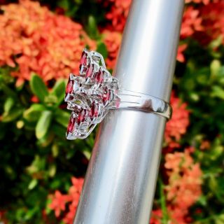 Designer Signed Exceptional Quality 18k White Gold Ruby Diamond Ring Size 8.  5 2