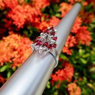 Designer Signed Exceptional Quality 18k White Gold Ruby Diamond Ring Size 8.  5 5