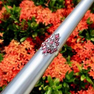 Designer Signed Exceptional Quality 18k White Gold Ruby Diamond Ring Size 8.  5 6