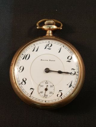 Vintage 16 Size South Bend Pocketwatch 17 Jewel Grade 215 Orig.  G.  F.  Case - Runs