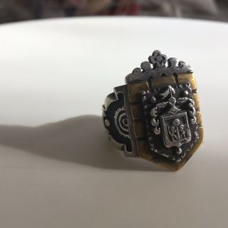 Mexican Biker Ring - Mexico - Crown,  Crest - Vintage - Collector