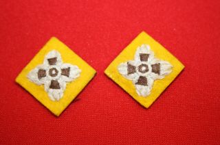 British Canada Wwii Ww2 Armoured Regiments Yellow Rank Pips Pair