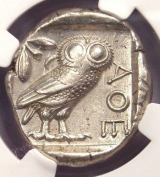 Ancient Athens Greece Athena Owl Tetradrachm Coin (440 - 404 BC) - NGC Choice XF 4