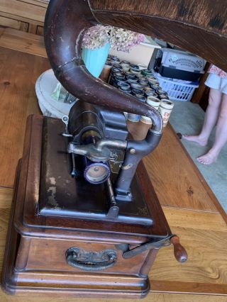 Antique EDISON OPERA CYLINDER phonograph CYGNET HORN 10 model A serial 238 12