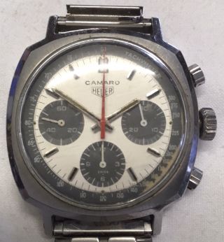 Vintage Watch Heuer Camaro Panda Dail Tachymeter Estate Wristwatch