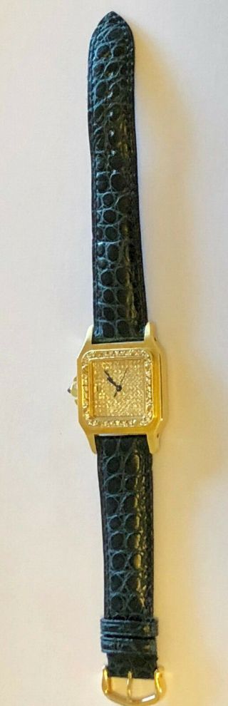 Cartier Vintage Santos Automatique 18K Yellow Gold Diamond Watch 7