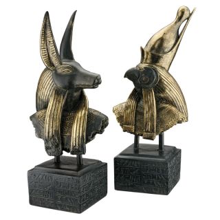 Anubis And Horus: 18 " Gods Of Ancient Egypt Sculptural Museum Mount Statue Busts
