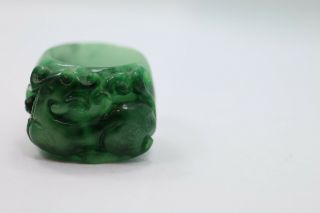 Chinese Vintage Hand Carved Dragon Archer Ring Jadeite