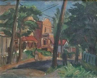 Ben Benn Antique 1927 Early York Urban Street Scene Oil Painting American 3