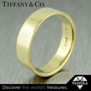 Vintage Tiffany & Co 18k Yellow Gold Wide Unisex Wedding Band,  Ring Size 9.  75