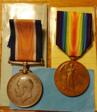 Wwi British War And Victory Medal Pair Q.  M.  & Lieut.