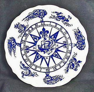 Near Unique Syracuse China 10¾” Mariner’s Compass Northwind Mermaid Ships Plate