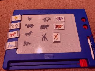 Combo - Vintage 1986 Tyco Magna Doodle Magnetic Drawing Toy,  Animal Accessory Set