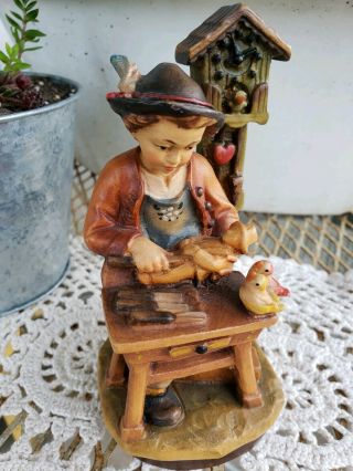 Vintage Carved Wood German Man Toymaker Cuckoo Clock Black Forest