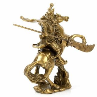 Chinese Old Hero Guan Gong Guan Yu ride on horse bronze statue TR 2