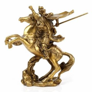 Chinese Old Hero Guan Gong Guan Yu ride on horse bronze statue TR 3