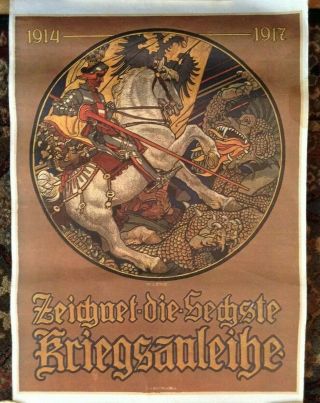 Rare Ww1 German War Bond Poster