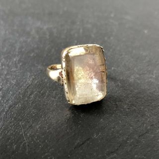 Antique Victorian 9 Carat Gold Foiled Crystal Ring 8