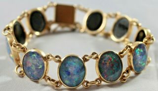Antique 14k Gold Opal Doublets Bracelet